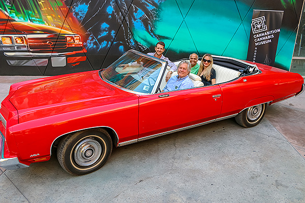 anita thompson jj walker tick segerblom and rohit joshi neonopolis owner photo of the red shark hunter s thompsons 1973 chevrolet caprice outside of cannabition immersive cannabis museum in 43215954704 o