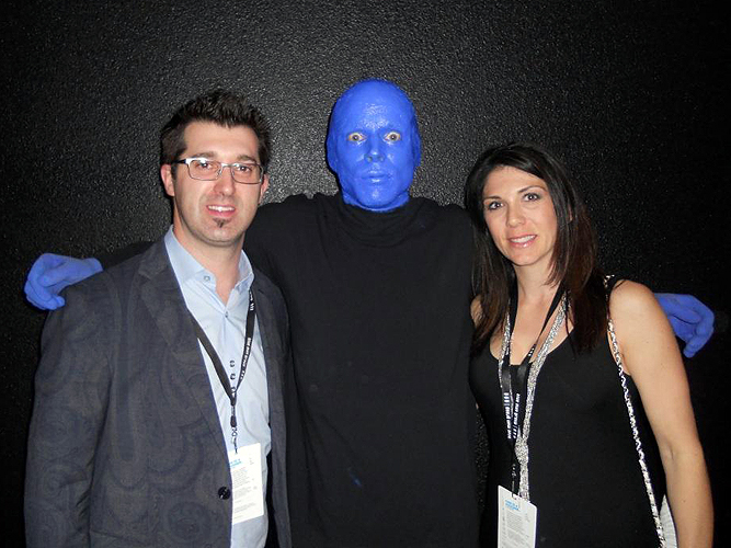 3.15.13 Hypnotist Marc Savard Attends Blue Man Group at Monte Carlo Resort and Casino