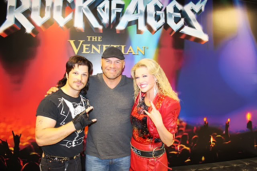 Randy Couture with Mark Shunock and Carrie St. Louis of Rock of Ages