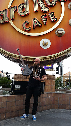Chris Kael of Five Finger Death Punch stops by Hard Rock Cafe in Las Vegas to support Music in our Schools Month