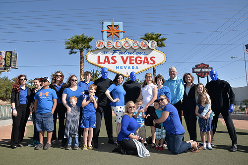 4.2.15 Blue Man Group and Friends Turn Welcome to Fabulous Las Vegas Sign Blue to Support World Autism Awareness Day