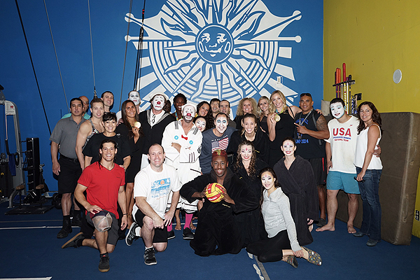 Olympic Gold Medalists with the cast of O by Cirque du Soleil Sept 9 2016