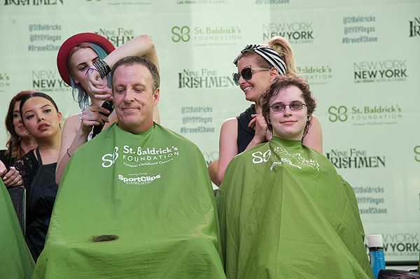 Cast members of BAZ Star Crossed Love participate as celebrity head shavers at 8th annual St. Baldricks Day head shaving event