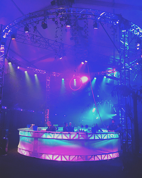 Beautiful hues of glowing pink purple and blue make for an alluring atmosphere