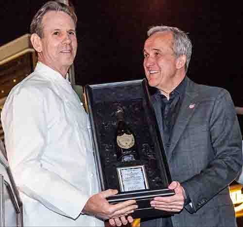 Larry Ruvo Awarding Chef Thomas Keller with the Dom Perignon Award of Excellence at BubbleLicious 4.18.13