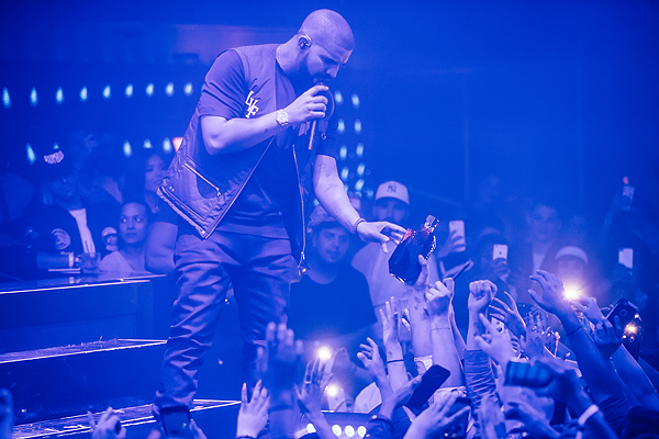 Drake sharing Virginia Black with the crowd at the Billboard Music Awards After Party at Hakkasan photo credit Rukes