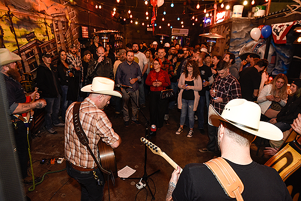 The Rhyolite Sound plays to a packed patio at Evel Pie
