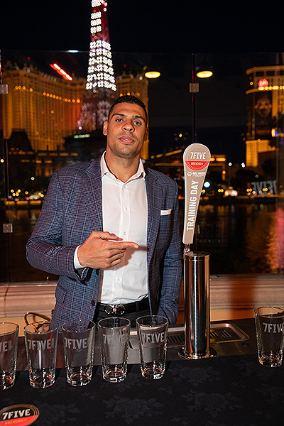 Ryan Reaves introduces Training Day golden ale the launch of 7Five Brewing Co. at Hyde Bellagio in Las Vegas 2.23.19