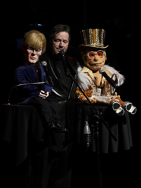 Terry Fator with puppets David Bowie and Elton John - Photo credit: Stephen Thorburn