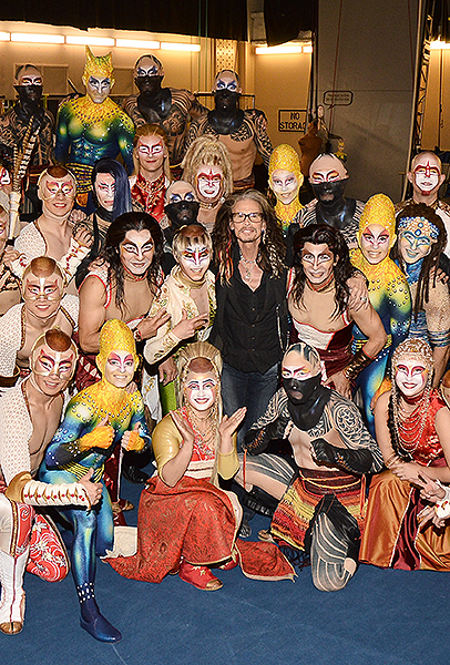 Steven Tyler with the cast of KA by Cirque du Soleil April 9
