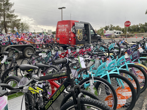 Donated Bikes Lined Up at Toy Drive a