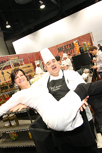 Carla Pellegrino and Jesus Cibrian having fun at Meatball Spot Pop-Up