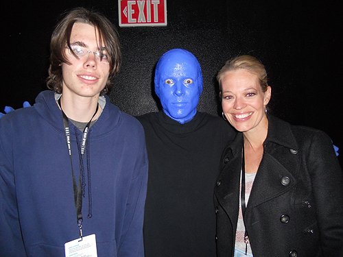 3.27.13 Jeri Ryan and her son Alex at Blue Man Group in Monte Carlo Resort and Casino