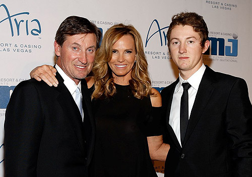 Wayne Gretzky  Janet Jones-Gretzky and Trevor Gretzky on red carpet at MJCI Gala at ARIA Resort and Casino Las Vegas 4.5.13
