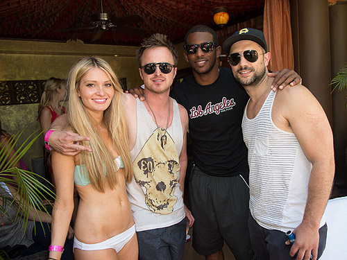 Lauren Parsekian Aaron Paul and Chris Paul at TAO Beach