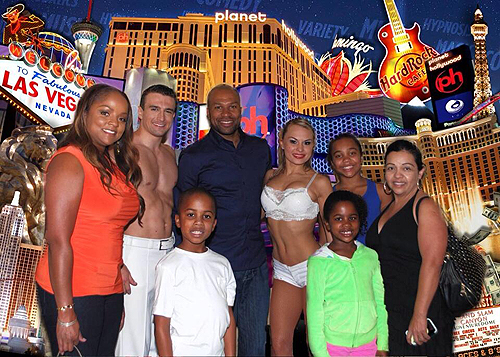 Derek Fisher with family at V The Ultimate Variety Show