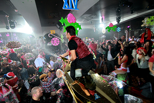 Apollo Anton Ohno sprays champagne at XIV Vegas Sessions at Hyde Bellagio