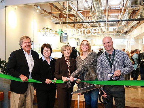TheSource Ribbon Cutting-Tick Segerblom-Mary Beth Scow-Susan Brager-Jennifer Krellenstein-Andrew Jolley Credit Jeff Ragazzo