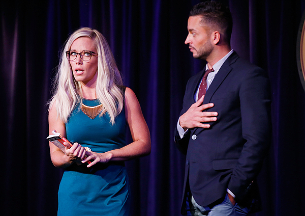 Kendra Wilkinson and Jai Rodriguez in Sex Tips for Straight Women from a Gay Man at Paris Las Vegas -Photo credit: Isaac Brekken/Getty Images for WE tv